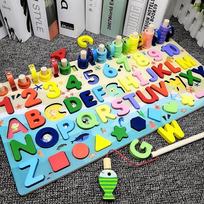Children's magnetic fishing toys benefit intellectual development digitalbuilding block enlightenment early education fishing letter logarithmic board
