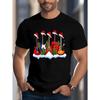 Music Christmas Electric Guitar Print T Shirt, Tees for Men, Casual Short Sleeve T-shirt