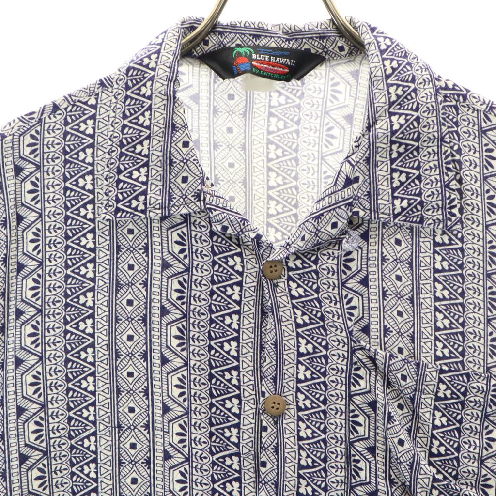 BLUE HAWAII Overall Handle Short Sleeve Aloha Shirt L Navy Open Collar Men's Used