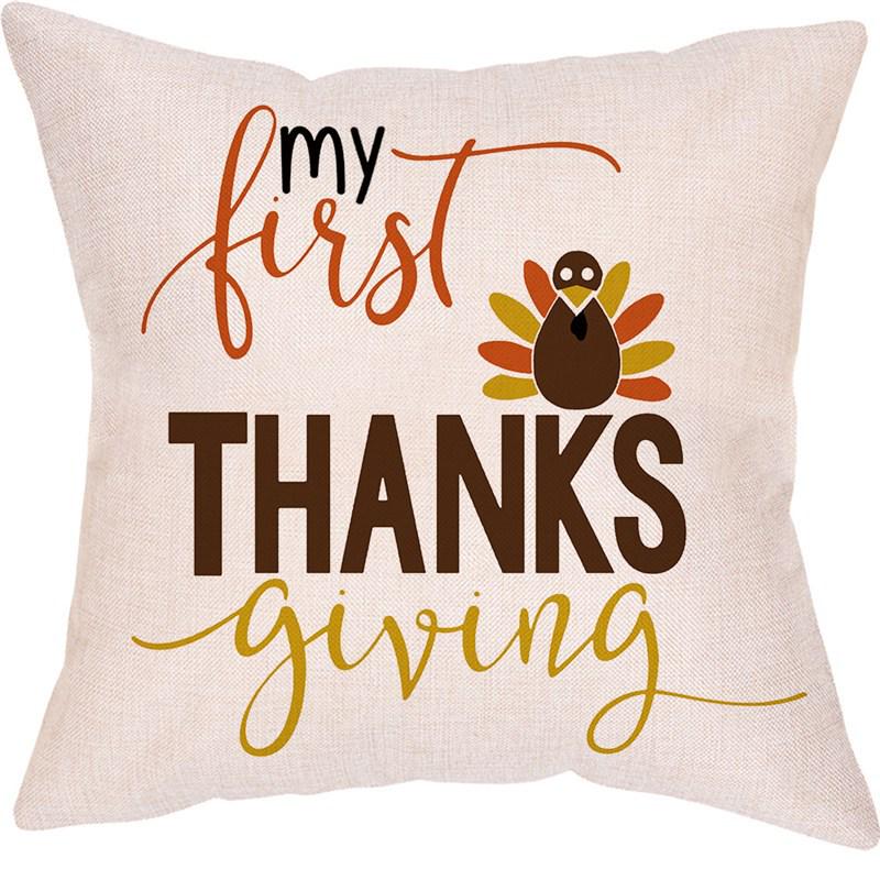 Thanksgiving Turkey Pattern Pillow Cover for Sofa 45x45cm