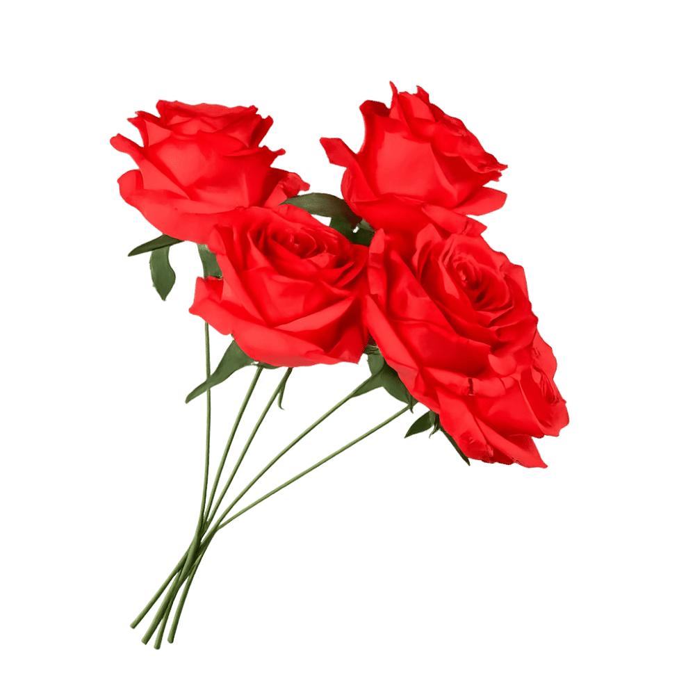 

New 5 Heads Rose Flower Bouquet DIY Beauty Silk Fake Flower Silk Home Decor Bunch for Wedding and Festival Decoration красный