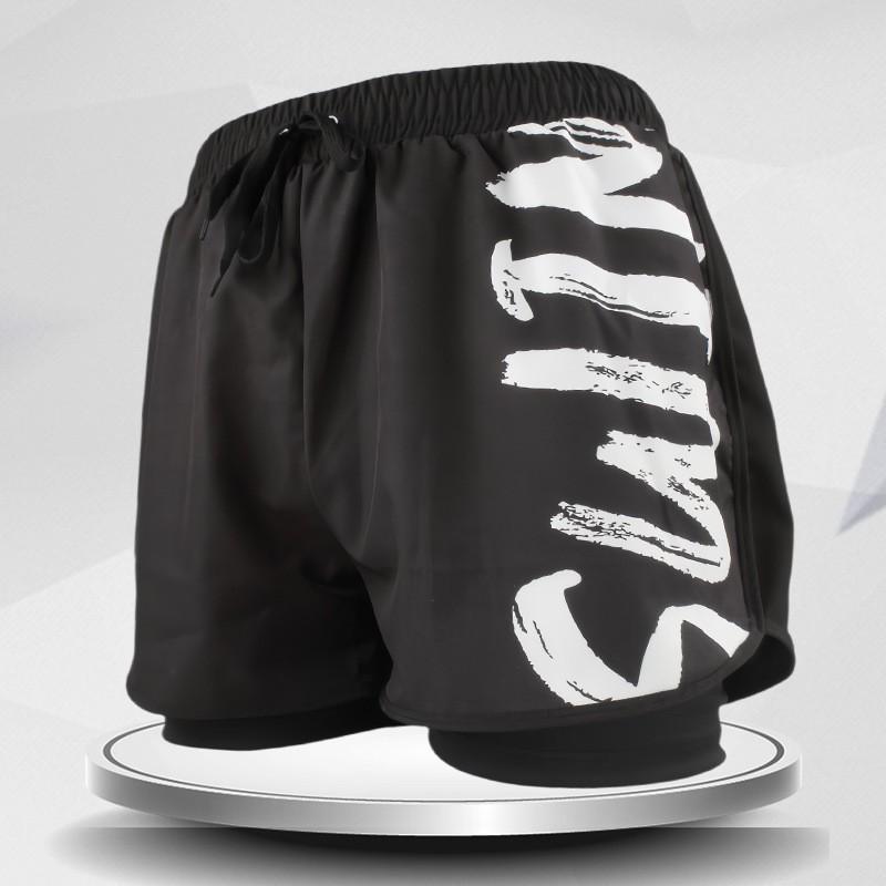 

Men s Double-layer Swimming Trunks Quick-drying Loose Anti-embarrassment Pants Sports Fitness Running Shorts Beach Surfing 3XL100-130