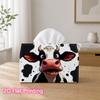 1pc 2d Flat-printed 17.78x10.92x12.95cm Tissue Box Black White Spotted Dairy Cow Face Portrait Decorative Napkin Storage for the Living Room and Bedsi