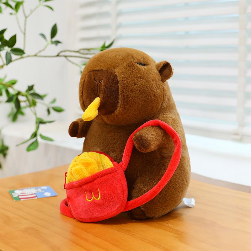 Backpack Cartoon Pibala Plush Toy Hamburger Capybara Doll Children Comfort Doll