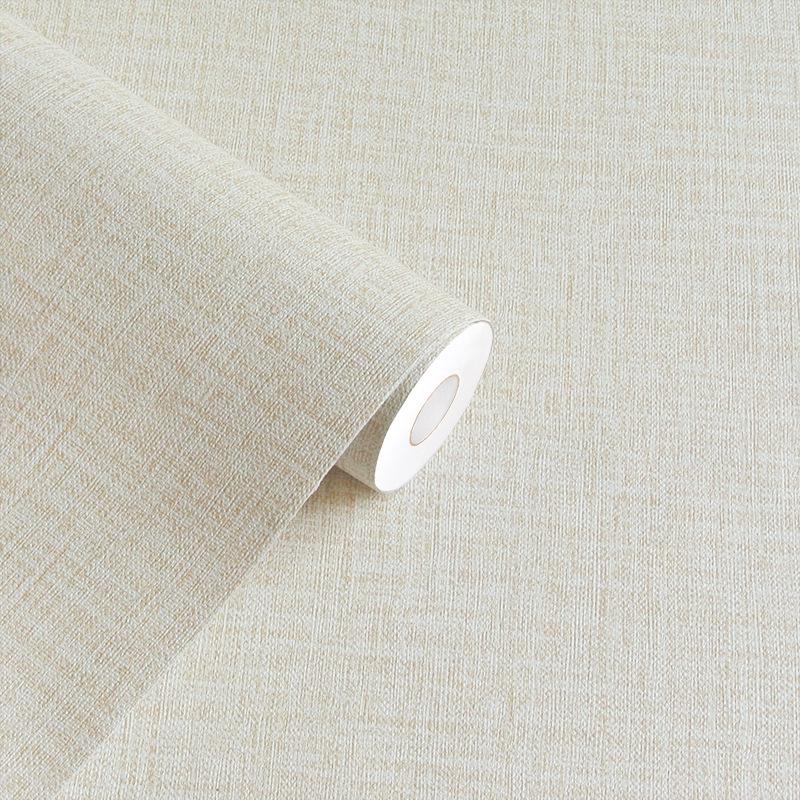 Linen Texture Self-Adhesive Waterproof Wallpaper for Bedroom & Living Room - Thickened, Solid Color, Moisture-Proof, Simple Design.