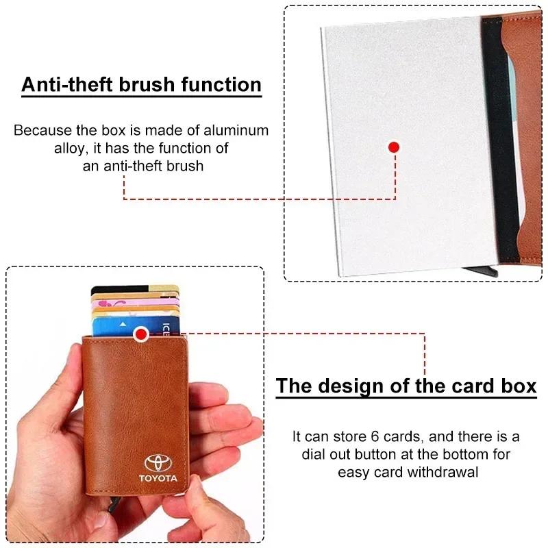 1Pcs Car Logo Active Leather Pop up Wallet Credit Card Storage For Toyota Yaris Hilux Corolla Prius Avensis Emblem Auris Rav4
