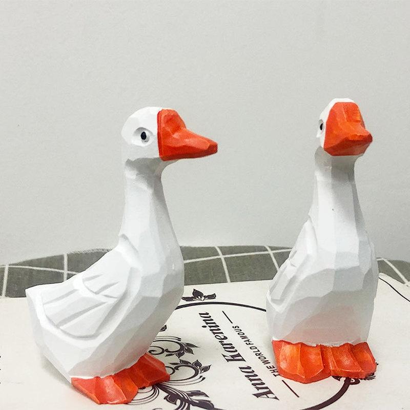Ping An Cute Joy Duck White Goose Ornament Creative Birthday Gift Home Decoration Photo Prop Living Room Desktop Small Ornament