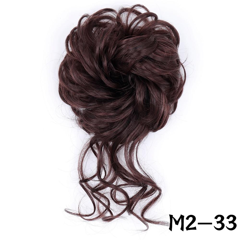 MISSQUEEN Synthetic Hair Bun Chignon Messy Curly Hair Band Elastic Scrunchy False Hair Pieces for Women Hairpins Black Brown