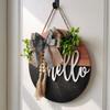Bowknot Wooden Welcome Sign Artificial Flower Plant Wall Art Door Wreath  Wall Decor