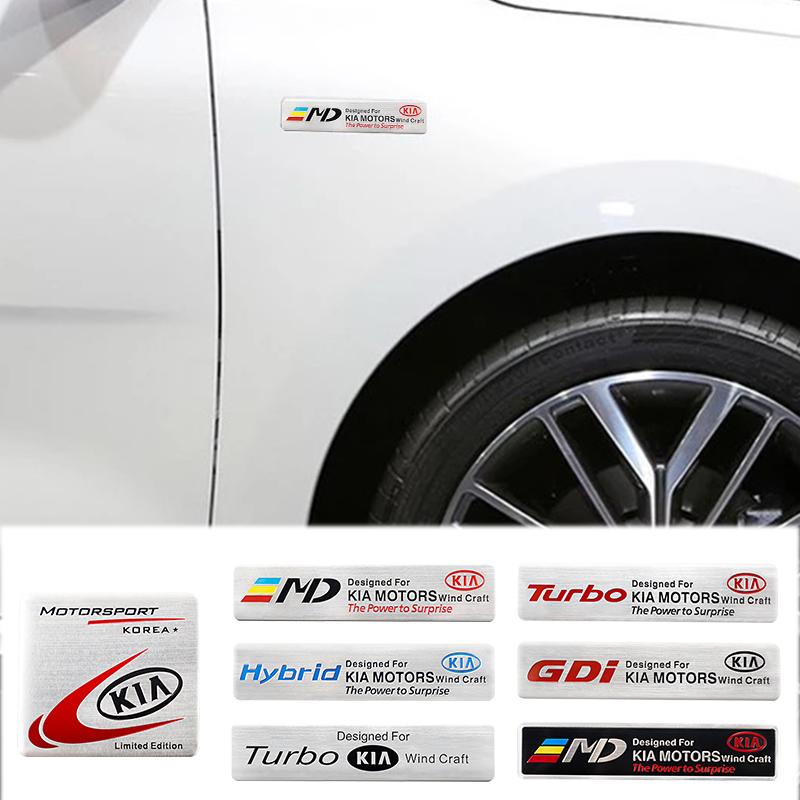 RPFU6 Car 3D Aluminum Logo Body Side Fender Decoration Stickers For KIA K9 Sportage Niro K5 Carnival EV6 EV9 EV3 K8 Stinger Forte Ceed