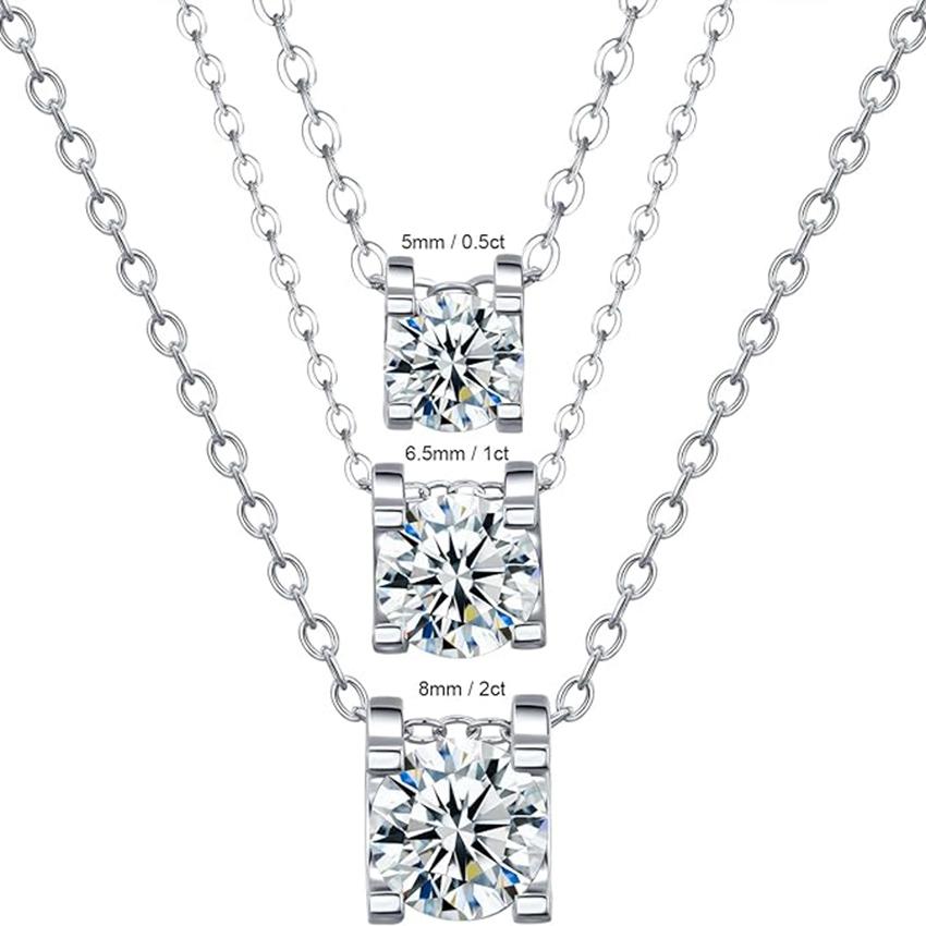 0.5CT-2.0CT Bull Head Necklace Classic Four Claw Inlaid White Lab Grown Diamond D-E VVS1-VS1 with IGI Certificate for Women Girls Fine Jewelry Gifts