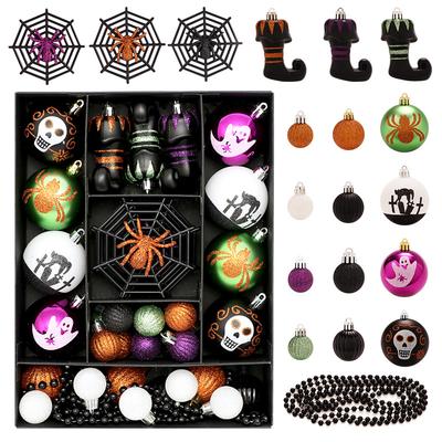 Halloween Decorations, 41 Pieces/set, Painted Skeletons, Plastic Balls, Pendant Sets, Halloween Party Pendants, Party Decoration Supplies