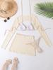Long Sleeve Split Blouse Four-Piece Set Sexy Bikini Swimsuit for Women