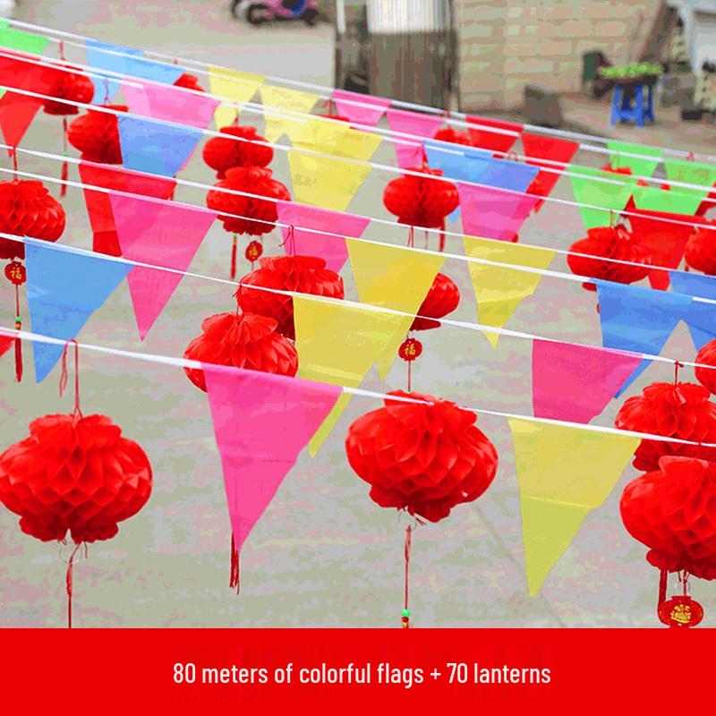 Outdoor Wedding Double Happiness Lanterns & Banners for Decoration