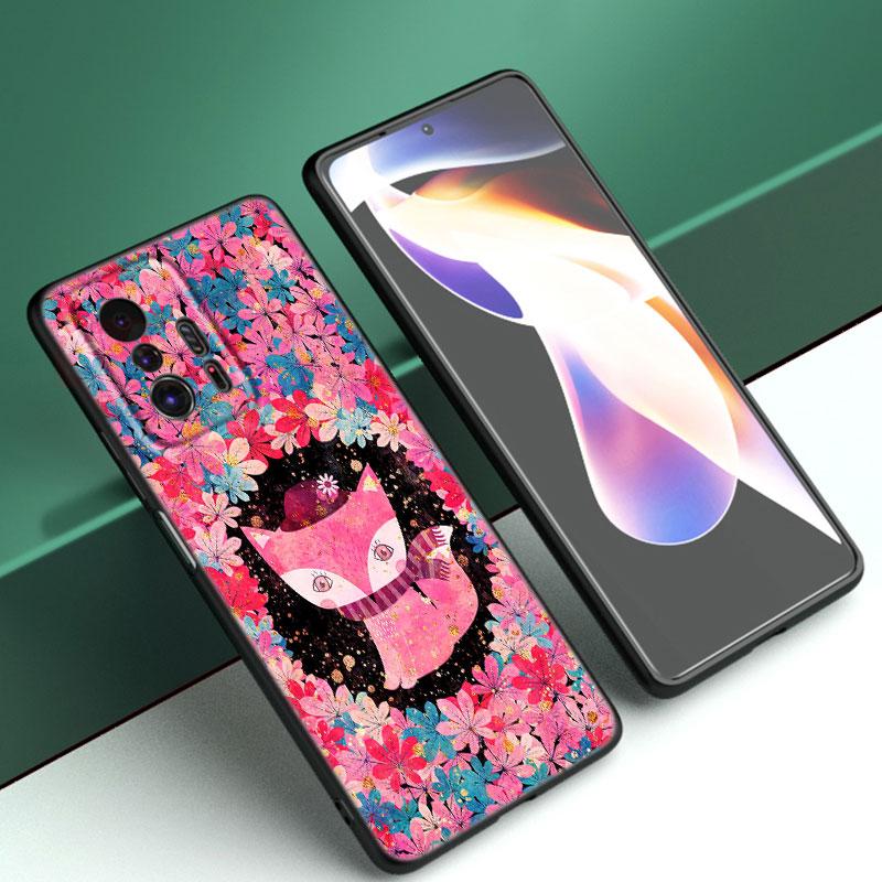 Cute Cartoon Fox Phone Case For Xiaomi Mi A2 8 9 SE Note 10 10T 11 12 Lite 9T 11T 12S 12T Pro A3 6X 12X Soft TPU Black Cover