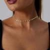 Módní Zlatá Barva Kulatý Flitrovaný Choker Náhrdelník Pro Ženy Dívky Jednoduchý Kovový Řetízek Na Klíční Kost Náhrdelník S Přívěskem Zirkon Dárek