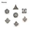 7 Pcs White Leaf Flower Metal Dice Hollow Metal Polyhedral Dice Set Suitable for Role-Playing RPG  Board Game Card Game