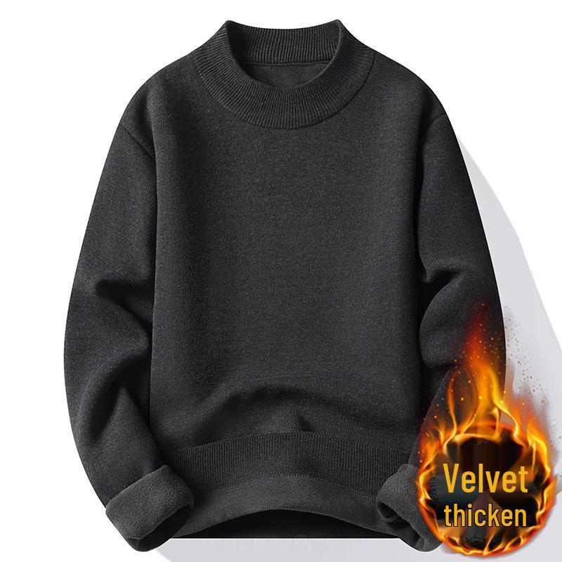 Men s Casual Half-High Neck Knit Sweater - Everyday Basic Pullover for Mid-Aged and Young Men L