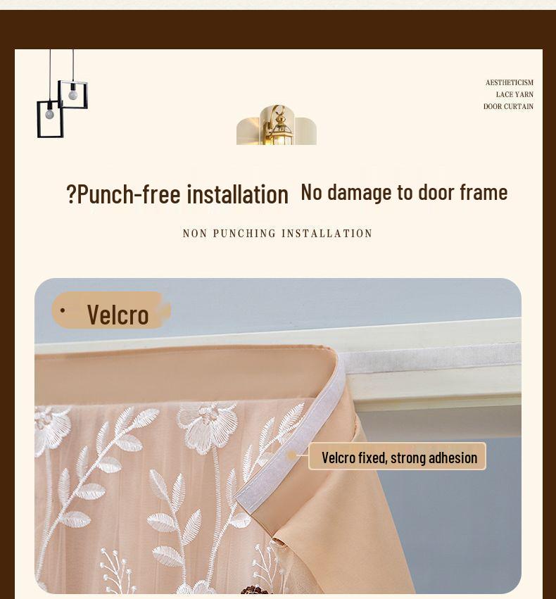 Krajková dvouvrstvá protikomáří závěs na dveře s přepážkou pro soukromí pro všechna roční období