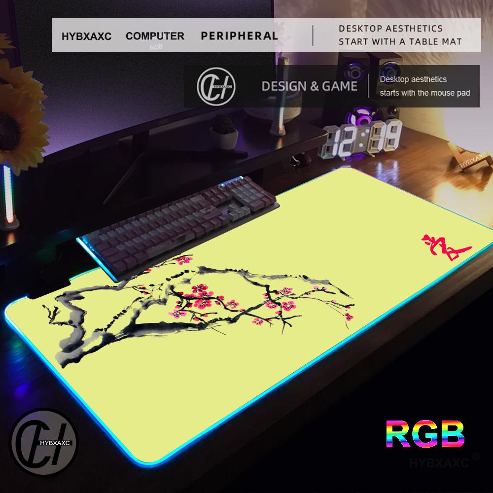 Kersenbloesem Ai Muismat, Minimalistische Japanse Bureau Decoratie RGB Gaming Muismat Bureau Mat HD Gamer Groot LED Licht XXL