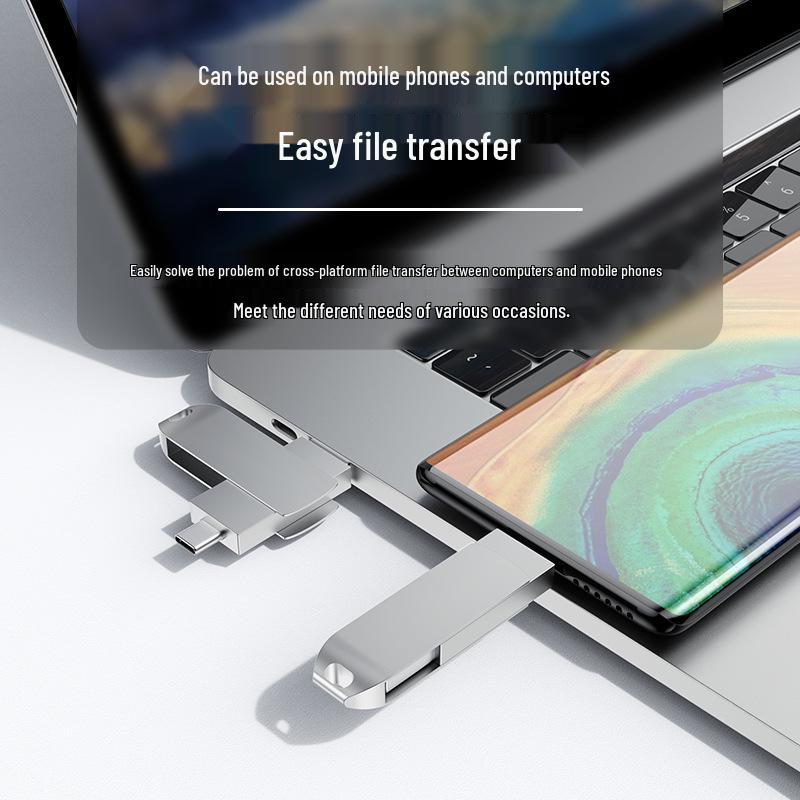Stick USB 256GB Rotativ de Mare Viteză: Tip C cu utilizare duală, Design metalic pentru telefon și computer