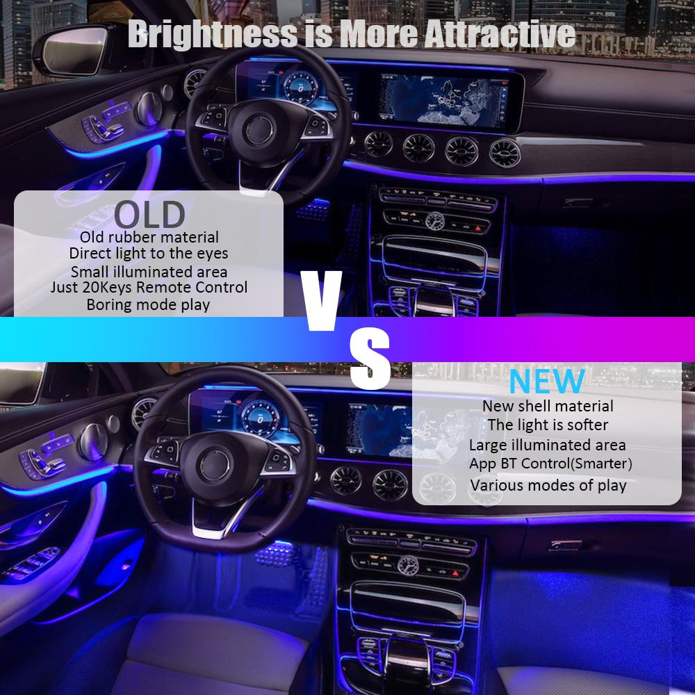 4 In 1 Car Interior Lights App Control Bluetooth-Compatible LED RGB Music Sync Ambient Lighting Kit