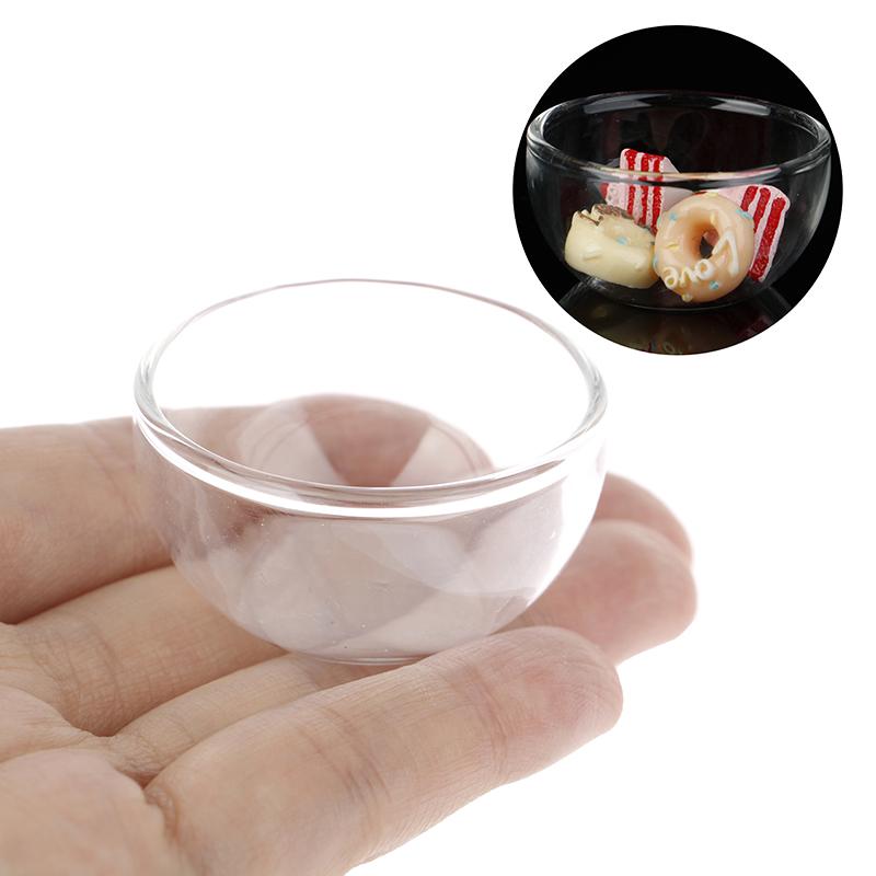 1:12 Dollhouse Miniature Glass Fruit Bowl Salad Bowl Glass Candy Jar Simulation Candy Bottle Bell Glass For Kitchen Accessories