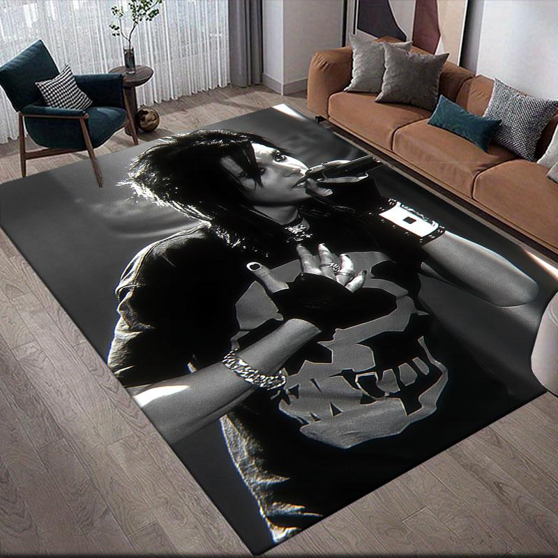 Bill Kaulitz Flannel Printed Carpet, Home Sofa Decoration for Living Room & Bedroom, Non‑Slip Play Flannel Floor Mat for Game Room