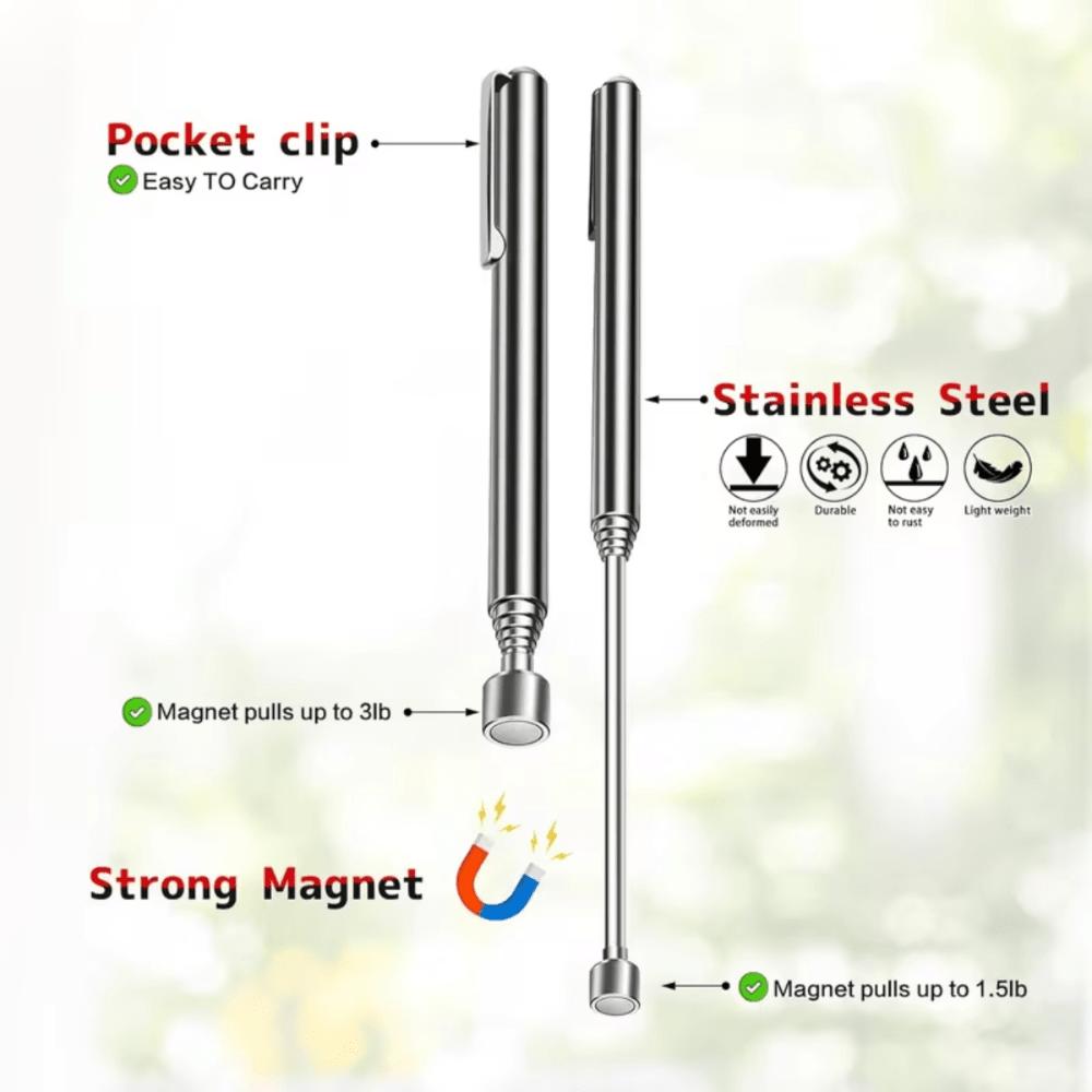 1.5-20LB Telescoping Magnetic Pickup Tool - Multi-Strength Stainless Steel Grabber with Ergonomic Non-Slip Grip, Manual Handheld