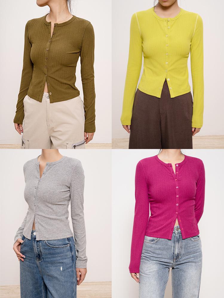 New Women's Long-Sleeve Round-Neck Cardigan: Casual, Lightweight Rayon Knitwear for Autumn and Winter