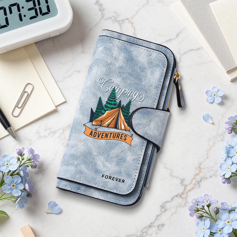 Camping Adventures Printed Long Wallet Casual Portable Purse for Daily Use