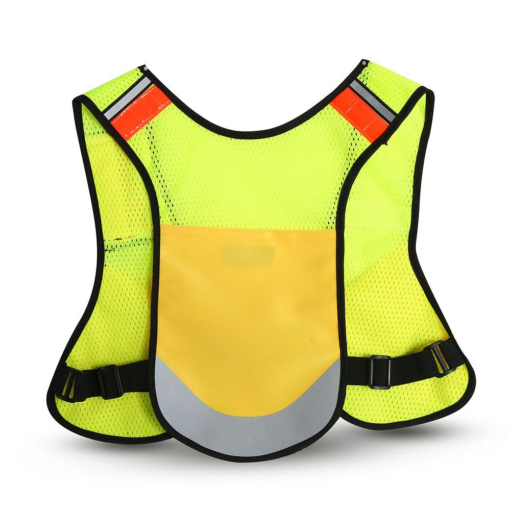 Multi function Night Sporting Reflective Cycling Running Vest Hiking Jacket (Yellow)