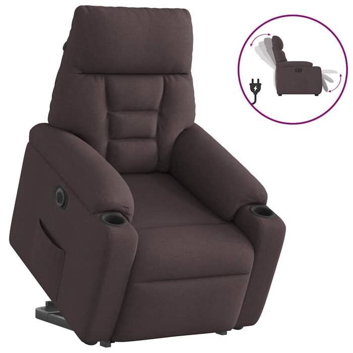 VidaXL Electric Recliner Dark Brown Fabric 3303057