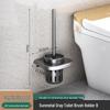 Wall-Mounted Soft Bristle Toilet Cleaning Set with Long Handle and Storage Rack