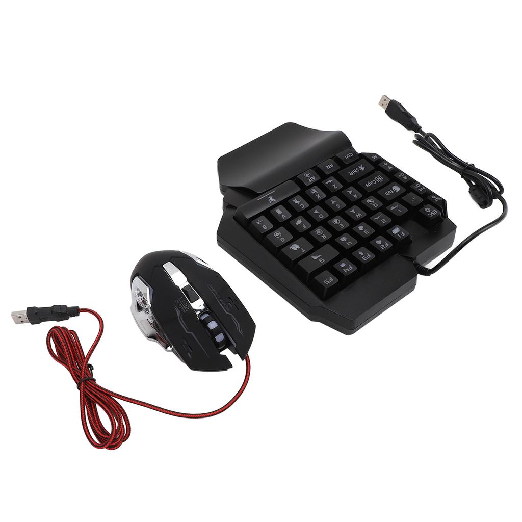 RGB One Handed Gaming Keyboard and Mouse Combo Keyboard Mouse Converter Adjustable Phone Stand 4 in 1 Mobile Game Combo