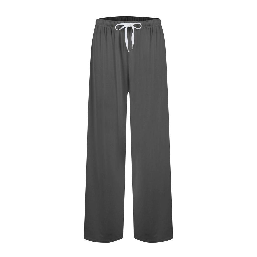Women's Casual Drawstring Elastic Waist Pants Comfortable Straight Yoga Loose Color Pants