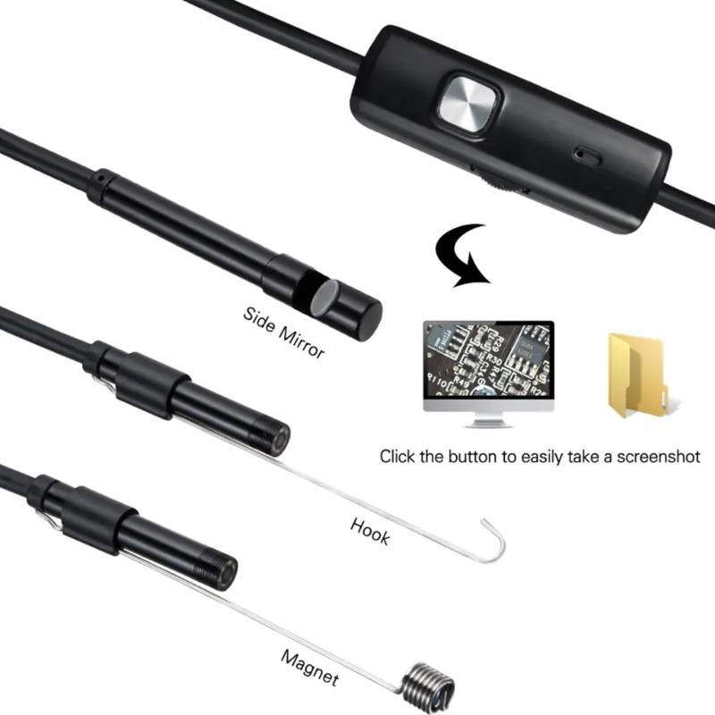 Endoscopio Tipo C Con 2x USB Fotocamera Flessibile da 7 mm Per Smartphone Tablet Computer Impermeabile IP67 Luce LED Regolabile