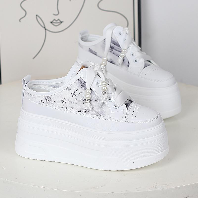 Fashion 12CM Stretch Fabric Ethnic Cloth Leisure Authentic Mary Jane Shoes Summer Slippers Platform Wedge Genuine Leather Women