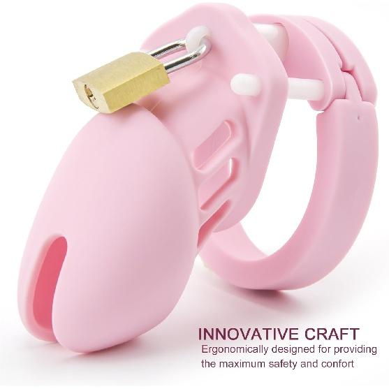Silicone Cock Cage Chastity Cage Chastity Device for Male Penis Exercise (Pink)