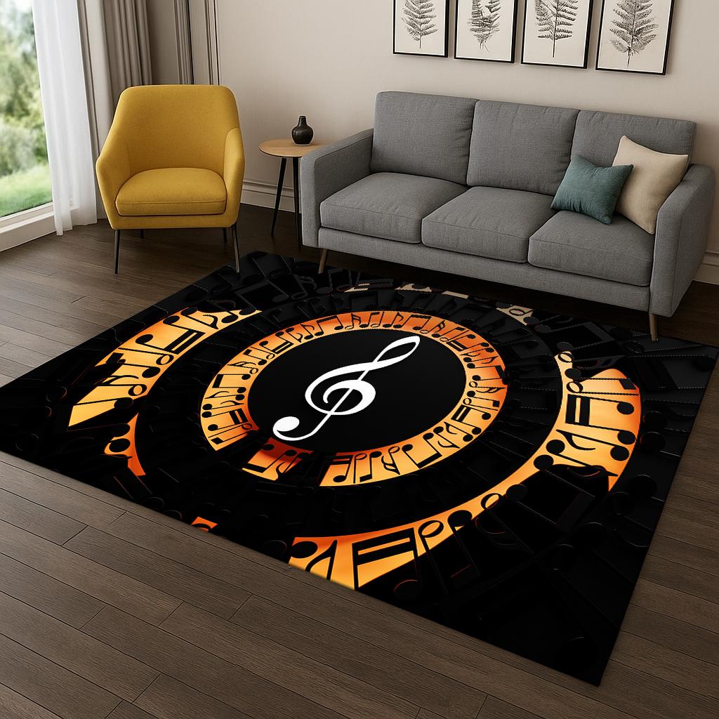 3D Music Note Art Carpet Rug Floor Mat for Living Room Sofa Home Bedroom Doormat Kitchen Decor,Playroom Non-slip Area Rug Gift