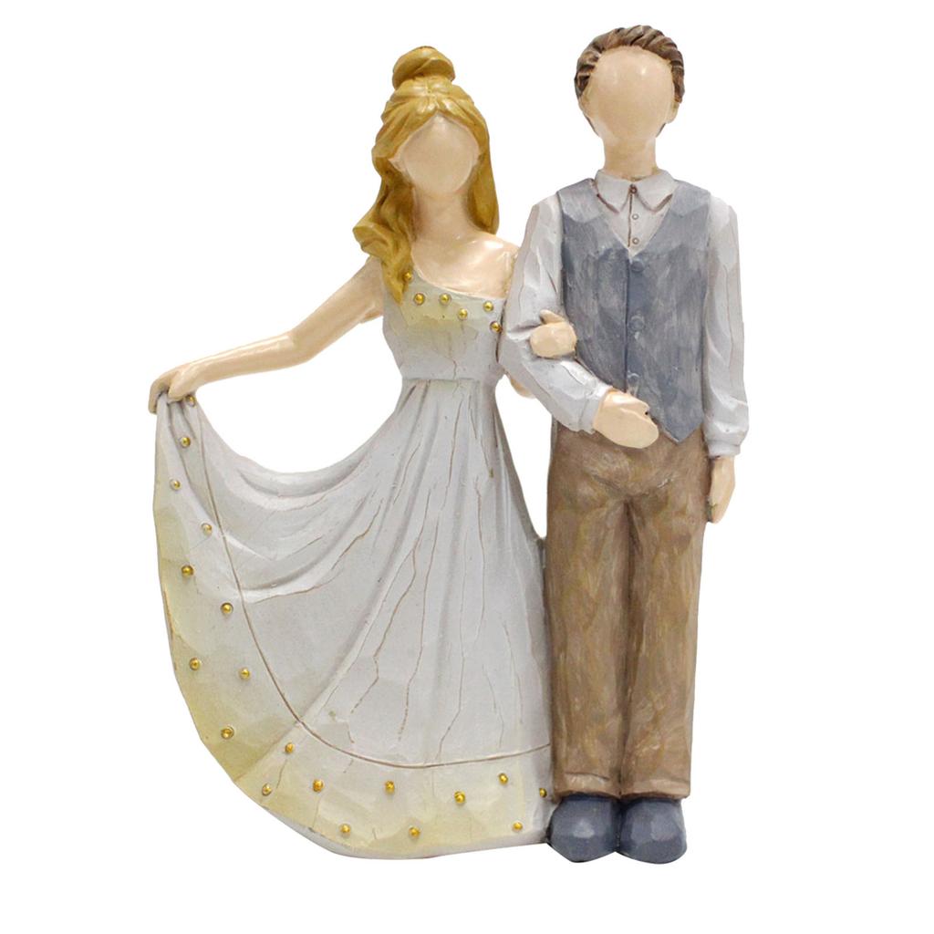 Paar Skulpturen Harz Dekorativ Europäischer Stil Gesichtslos Romantische Hochzeitsfiguren für Heimtischdekoration