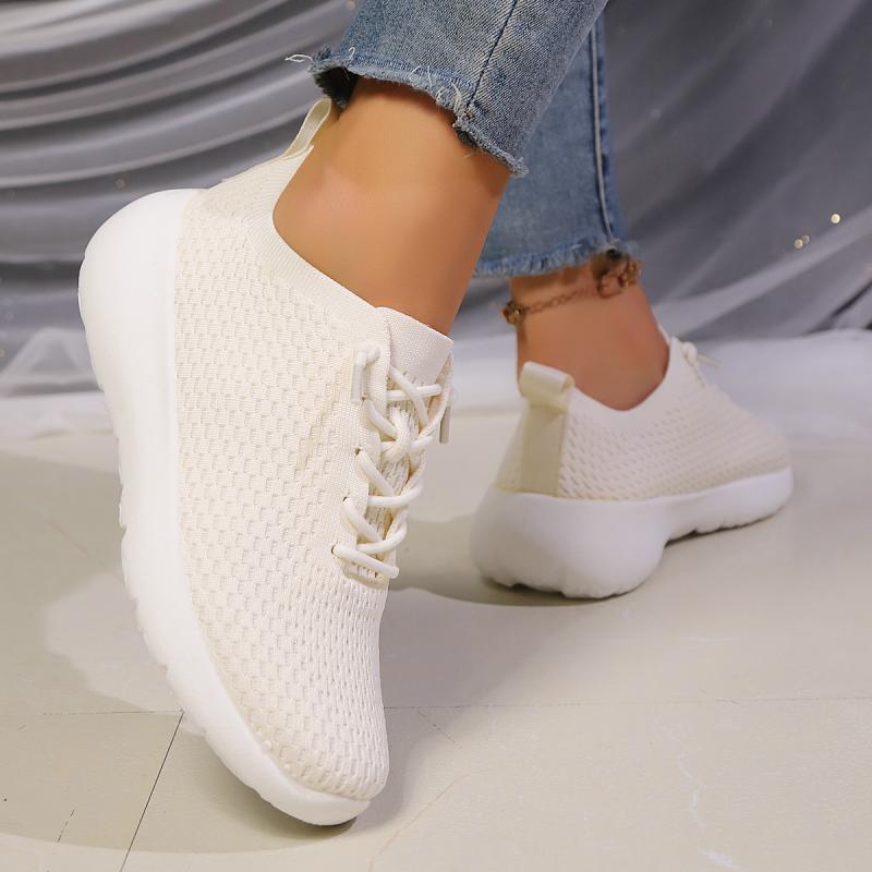 Fashion Casual Breathable Mesh Lace Up Sports Sneakers Women 2025 Autumn Comfort Soft Sole Running Shoes Non Slip Low Heel Sneakers