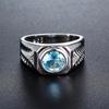 Men lab Aquamarine Zircons Blue Zircon Rings for Men Vintage Luxury  Sterling Silver Wedding  Bijoux Bague for Gifts
