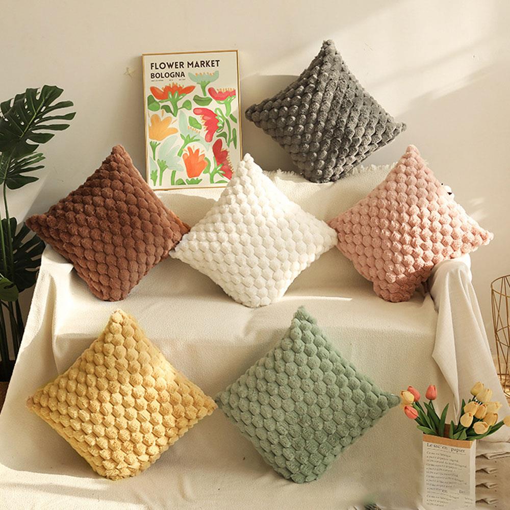 Boho Style Cushion Cover Cozy Plush Pillow Cover Pineapple Grid Decoration Double-sided Design Pillows Cover Sofa Pillowcase