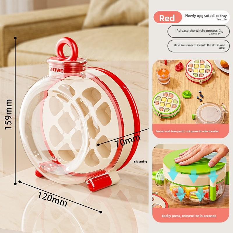 

Press-to-release Ice Cube Tray for Home Use with Straws Suitable for Soft Drinks Beer and Outdoor Hydration 1PC прозрачный красный