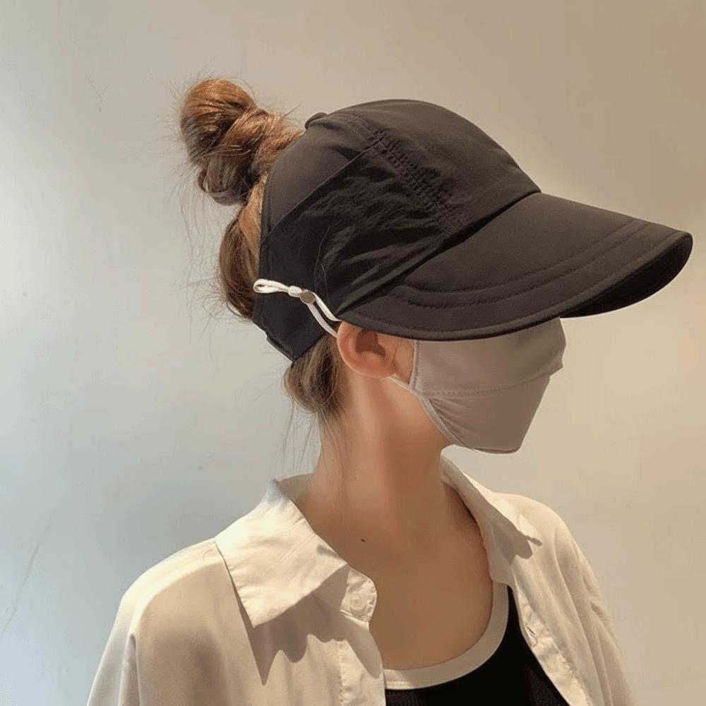 Складная пустая бейсболка с открытым верхом, пляжная панама с защитой от УФ, портативная уличная шляпа от солнца чёрный