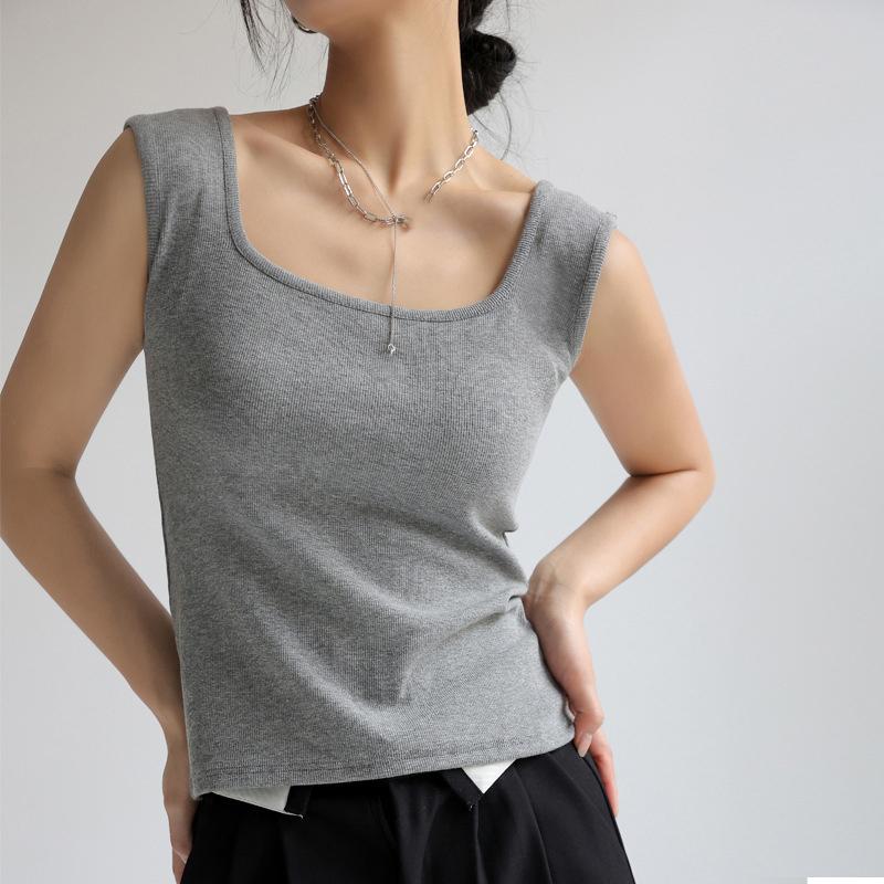 Magliette da donna senza maniche con scollo a U T-shirt da donna Gilet da strada Top