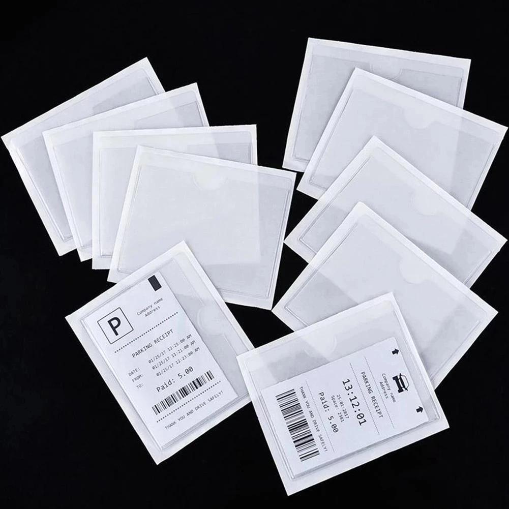 4pcs Adhesive Label Bag Self-adhesive Windshield Parking Permit Transparent Card Bag Plastic Card Cover Car Sticker