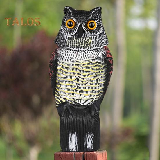 Uglelokkefugl med roterende hode, naturlig avskrekkende uglefigur, hagebeskytter, fugleskremselugle for hager, terrasser, balkonger