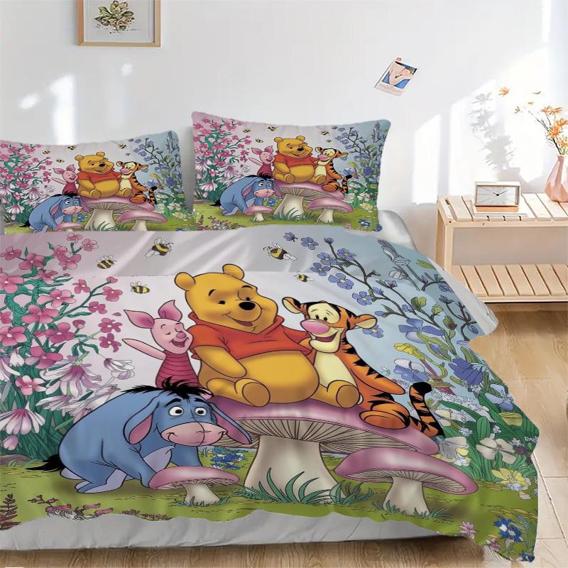 Winnie Pooh Friends Print 3Pcs Bedding Setduvet Cover With 2 Bedropillowcase Home Birthday Gift